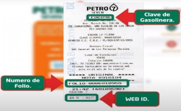 paso dos ingresar datos de ticket de pago de gasolina y datos fiscales