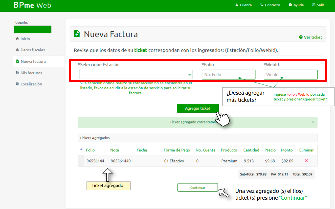 paso dos ingresar datos de ticket de pago de gasolina y datos fiscales