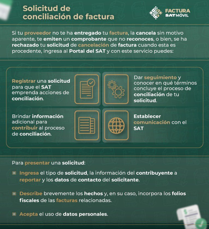 requisitos hacer solicitud de conciliacion de facturas sat